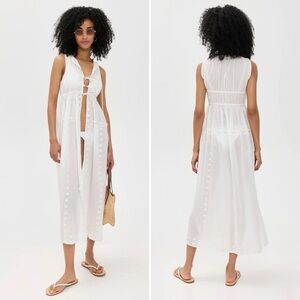 Ulla Johnson Gillian White Cotton Tie-Front Midi Coverup Dress NWT Size Small